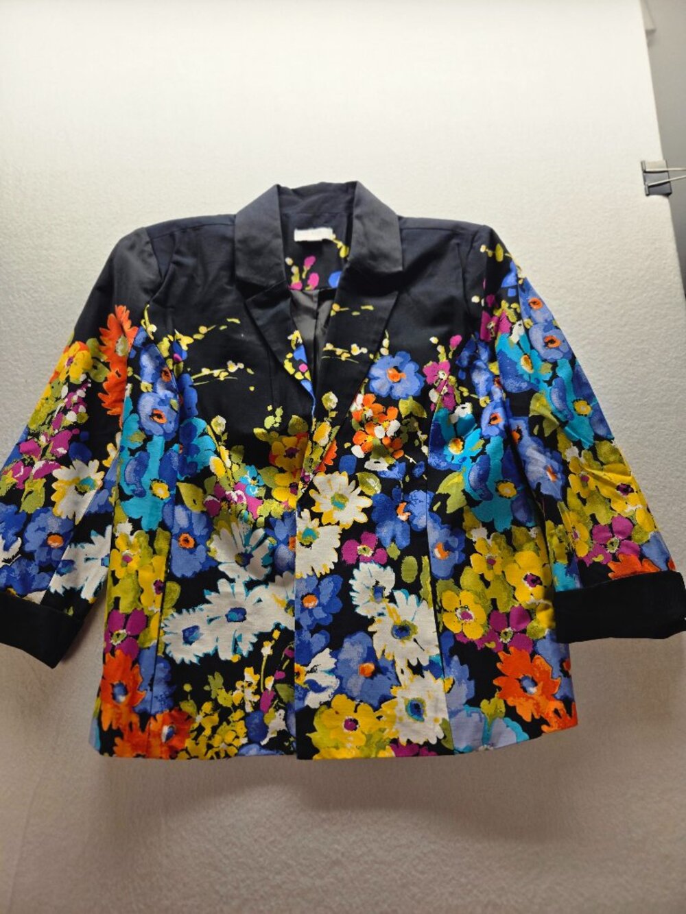 Erin Floral Print Zip Jacket – Size L – Cotton Blend